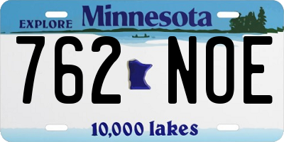 MN license plate 762NOE