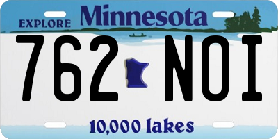 MN license plate 762NOI