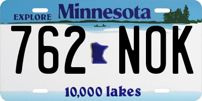 MN license plate 762NOK