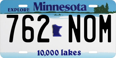 MN license plate 762NOM
