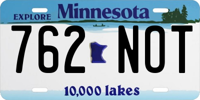 MN license plate 762NOT