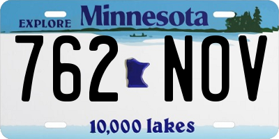 MN license plate 762NOV