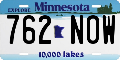 MN license plate 762NOW