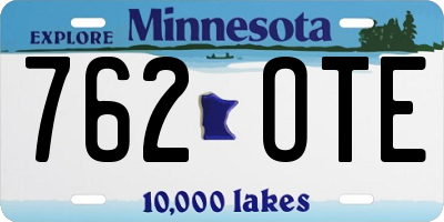 MN license plate 762OTE