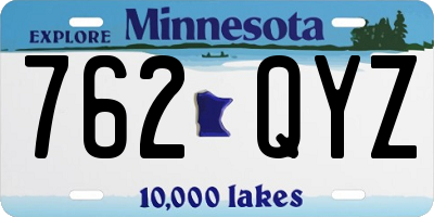 MN license plate 762QYZ