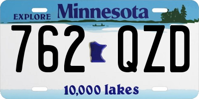 MN license plate 762QZD