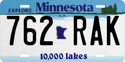 MN license plate 762RAK