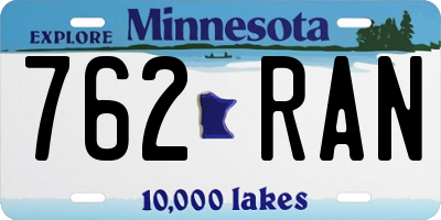 MN license plate 762RAN