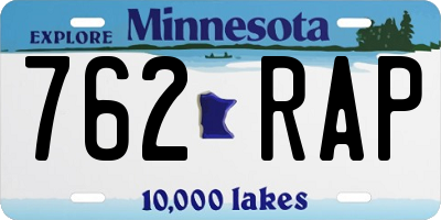 MN license plate 762RAP