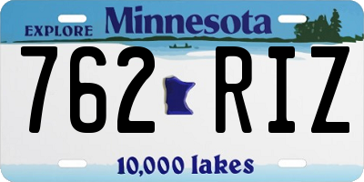 MN license plate 762RIZ