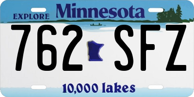 MN license plate 762SFZ