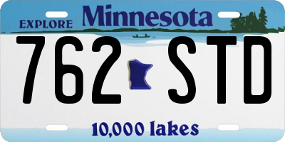 MN license plate 762STD