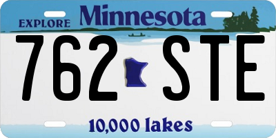 MN license plate 762STE