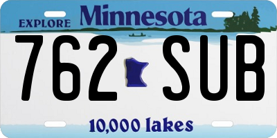 MN license plate 762SUB