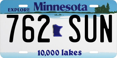 MN license plate 762SUN