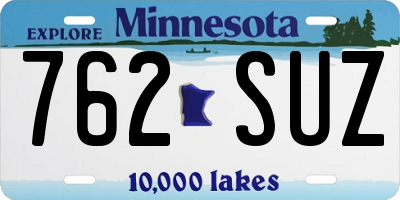 MN license plate 762SUZ
