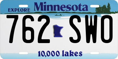 MN license plate 762SWO