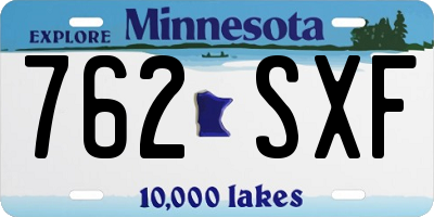 MN license plate 762SXF