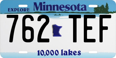 MN license plate 762TEF