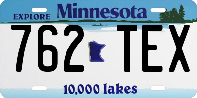 MN license plate 762TEX