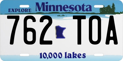 MN license plate 762TOA