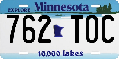 MN license plate 762TOC