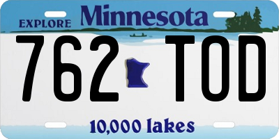 MN license plate 762TOD