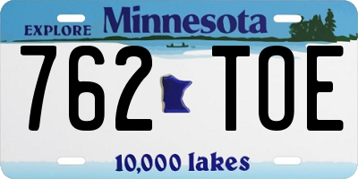 MN license plate 762TOE
