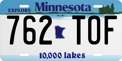 MN license plate 762TOF