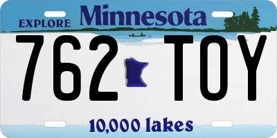 MN license plate 762TOY