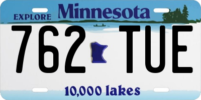 MN license plate 762TUE