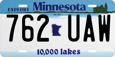 MN license plate 762UAW