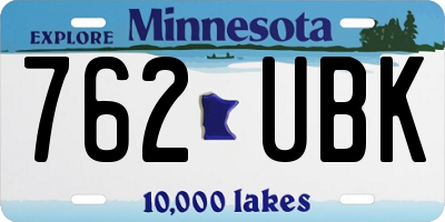 MN license plate 762UBK