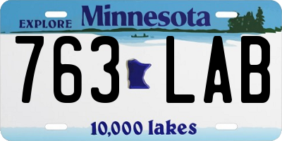 MN license plate 763LAB