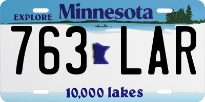 MN license plate 763LAR