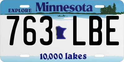 MN license plate 763LBE