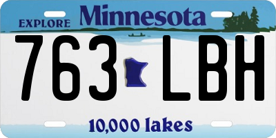 MN license plate 763LBH