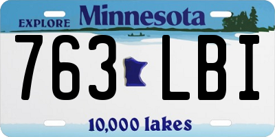 MN license plate 763LBI