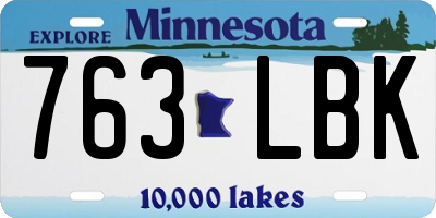 MN license plate 763LBK