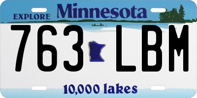 MN license plate 763LBM