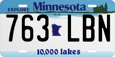 MN license plate 763LBN