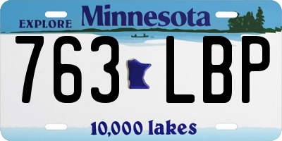 MN license plate 763LBP