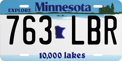 MN license plate 763LBR