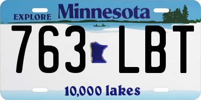 MN license plate 763LBT