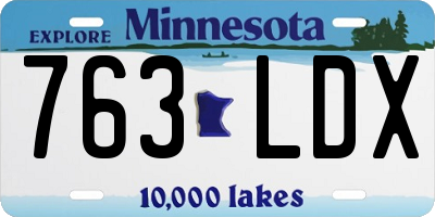 MN license plate 763LDX