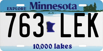 MN license plate 763LEK