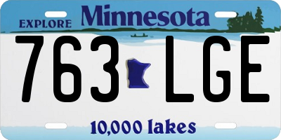 MN license plate 763LGE