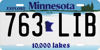 MN license plate 763LIB