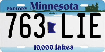 MN license plate 763LIE
