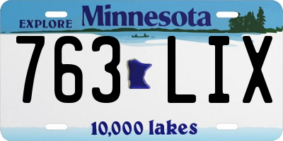 MN license plate 763LIX